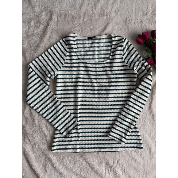 Staccato Tops - Staccato Green Striped Long Sleeve Top NWOT Size XL
